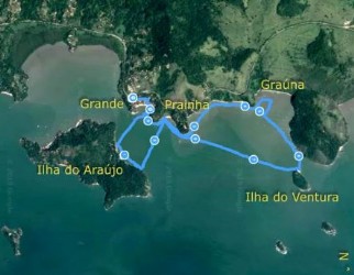 Imóvel com 3 alqueires, isto é 81.600 m² de terras, de frente e fundos para o mar. no mapa, propriedade na área 14 - propriedade na ilha do araújo, em